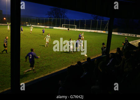 TNS play Welshpool Town in the Welsh Premier League at The Recreation Ground, Treflan, Llansantffraid, Wales. TNS are Twinned with Chelsea and have merged with Oswestry Town Stock Photo