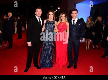 (left to right) James Tindale, Charlotte Crosby, Holly Hagan and Gary 'Gaz' Beadle arriving for the 2015 National Television Awards at the O2 Arena, London. Stock Photo