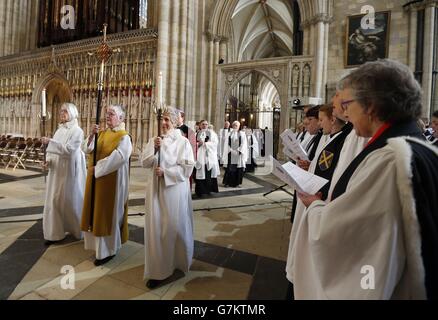 Members of the clergy process into York Minster, York, ahead of the consecration of the Rev Libby Lane as the eighth Bishop of Stockport. Stock Photo