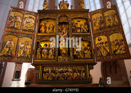 A 16th century winged triptych, once an altarpiece in a church in Grisons Canton, is a featured exhibit, Basel Historical Museum Stock Photo