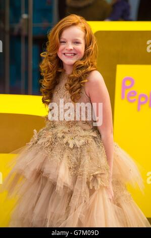 Harley Bird arriving at a screening of Peppa Pig: The Golden Boots at the Odeon cinema, in Leicester Square, London. Stock Photo