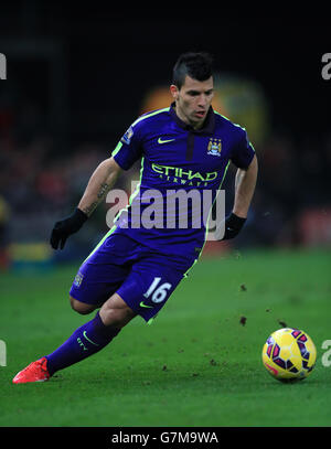 Soccer - Barclays Premier League - Stoke City v Manchester City - Britannia Stadium. Manchester City's Sergio Aguero during the Barclays Premier League match at the Britannia Stadium, Stoke-On-Trent. Stock Photo