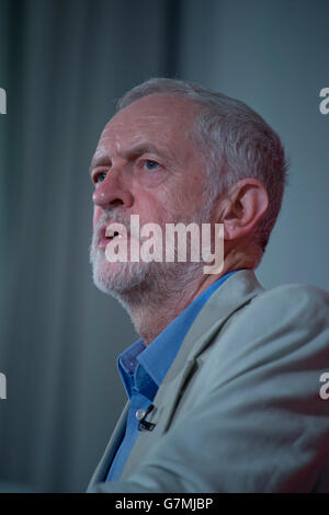 London,UK.25 June 2016. Labour Party leader Jeremy Corbyn MP launching post referendum Brexit strategy and confirming he is not going to resign as leader Stock Photo