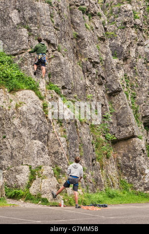 Rock climbing in Cheddar Gorge, Somerset, England, UK Stock Photo