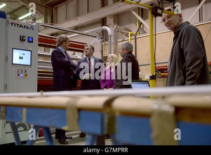 Ed Balls visit to Bedford. s banking reform paper. Stock Photo