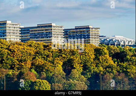 View at the University in Bochum, ruhr area, Germany; Blick auf die Ruhr Universitaet Bochum, vom Süden her Stock Photo