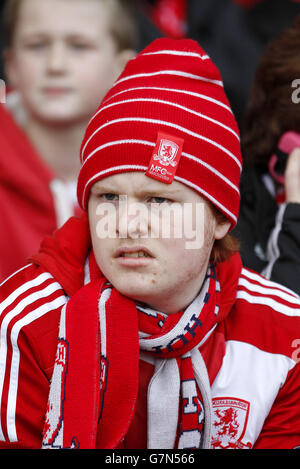 Soccer - SkyBet Championship - Middlesbrough v Charlton Athletic - Riverside Stadium. A Middlesbrough fan in the stands. Stock Photo