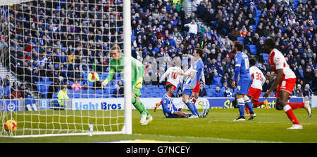 Soccer - Sky Bet Championship - Brighton and Hove Albion v Birmingham City - AMEX Stadium. Birmingham City's Wes Thomas (10) wheels away after scoring against Brighton and Hove Albion's goalkeeper David Stockdale Stock Photo