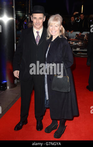Mark Rylance (left) and wife Claire van Kampen (right) attend the World Premiere of The Gunman at the BFI South Bank, London. PRESS ASSOCIATION Photo. Picture date: Monday February 16, 2015.Photo credit should read: Anthony Devlin/PA Wire Stock Photo