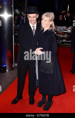 Mark Rylance (left) and wife Claire van Kampen (right) attend the World Premiere of The Gunman at the BFI South Bank, London. PRESS ASSOCIATION Photo. Picture date: Monday February 16, 2015.Photo credit should read: Anthony Devlin/PA Wire Stock Photo