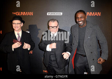 (left to right) Mark Rylance, Ray Winstone and Idris Elba attend the World Premiere of The Gunman at the BFI South Bank, London. PRESS ASSOCIATION Photo. Picture date: Monday February 16, 2015.Photo credit should read: Anthony Devlin/PA Wire Stock Photo