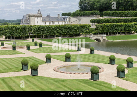 Chateau Villandry Gardens Loire Valley France Stock Photo