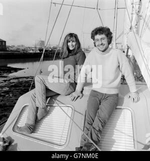 Colin Swale 34, and his wife Rosie, 26, before sailing from Southampton two years ago in their yacht Anneliese. Stock Photo