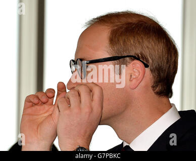 The Duke of Cambridge wears glasses during the innovation is GREAT conference, at the Mori Academy in the Rappongi Hills centre in Tokyo, during the second day of his trip to Japan. Stock Photo