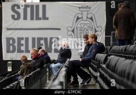 Fulham fans begin to gather in the Putney Bridge end of Craven Cottage before the Barclays Premier League match at Craven Cottage, London. Stock Photo