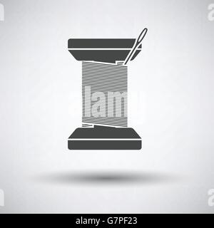 Sewing reel with thread icon on gray background, round shadow. Vector illustration. Stock Vector