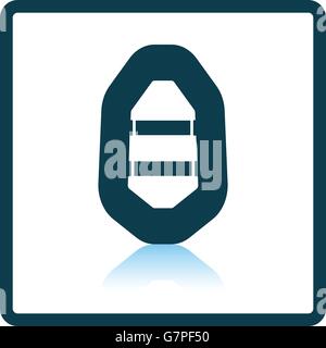 Icon of rubber boat . Shadow reflection design. Vector illustration. Stock Vector