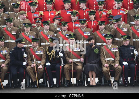 The Duke and Duchess of Cambridge during their visit to Mons Barracks in Aldershot, Hampshire, as the Irish Guards regiment marks St Patrick's Day. Stock Photo