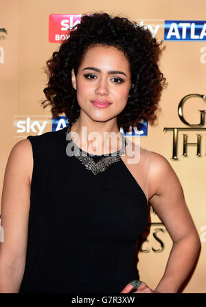 Nathalie Emmanuel attending the world premiere of the fifth series of Game of Thrones at the Tower of London. PRESS ASSOCIATION Photo. Picture date: Wednesday March 18, 2015. See PA story SHOWBIZ Thrones. Photo credit should read: Ian West/PA Wire Stock Photo