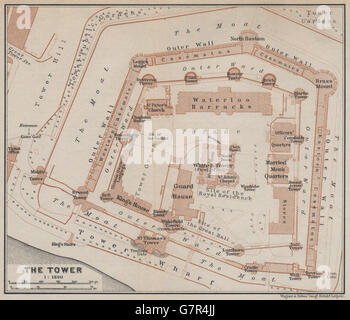 TOWER OF LONDON. Vintage map plan, 1922 Stock Photo - Alamy