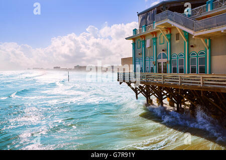 Daytona Beach in Florida with pier and coastline USA Stock Photo