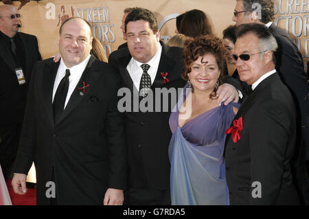 From the television show, 'The Sopranos', from left, James Gandolfini, Steve Schirripa, Aida Turturro and Tony Sirico. Stock Photo