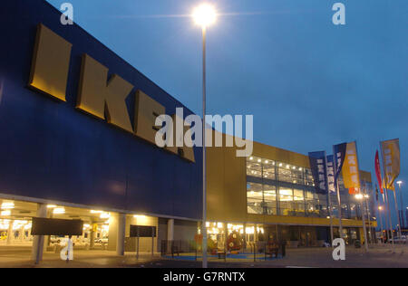 The new IKEA store, which was forced to close due to overcrowding after just half-an-hour of trading in the early hours. A man was stabbed and would-be bargain-hunters suffered heat exhaustion as a crowd of thousands forced a flagship Ikea superstore to close on opening night. Stock Photo