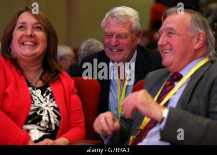 Former Liberal Democrat leader Lord Paddy Ashdown with Gordon candidate Christine Jardine and Sir Malcolm Bruce (right) at the Scottish Liberal Democrats Spring Conference at the Aberdeen Exhibition and Conference Centre. Stock Photo