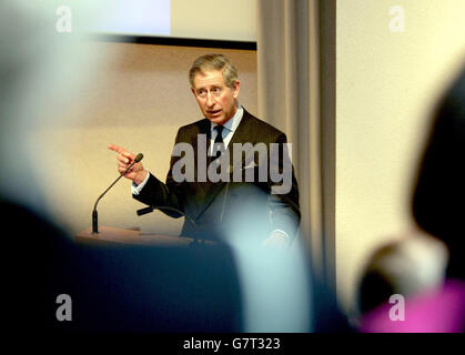 Britain's Prince of Wales speaks at the Royal College of Physicians. In a keynote speech the Prince warned of the health problems caused by the 'cavalier attitude' to the state of Britain's buildings, cities and towns, he expressed his concern at the rise in people's suffering from allergies in the UK and the emergence of 'sick building syndrome' as he spoke to delegates on the healing environment.
