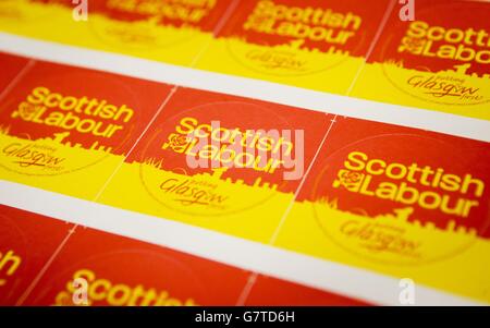 Scottish Labour campaign material as the General Election campaign continues. Stock Photo