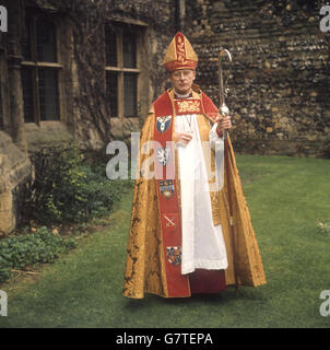Dr. Donald Coggan, Archbishop of Canterbury, Primate of All England, pictured prior to his enthronement at Canterbury Cathedral. Stock Photo