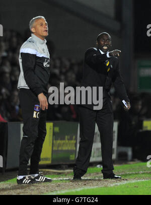 Soccer - Sky Bet League Two - Burton Albion v Carlisle United - Pirelli Stadium. Burton Albion manager Jimmy Floyd Hasselbainnk on the touchline during the Sky Bet League Two match at the Pirelli Stadium, Burton. Stock Photo