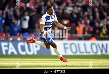 Reading's Garath McCleary celebrates scoring his side's first goal of the game during the FA Cup Semi Final match at Wembley Stadium, London. PRESS ASSOCIATION Photo. Picture date: Saturday April 18, 2015. See PA story SOCCER Reading. Photo credit should read: Andrew Matthews/PA Wire. Stock Photo