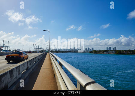 Miami Beach from MacArthur Causeway in Florida USA Stock Photo