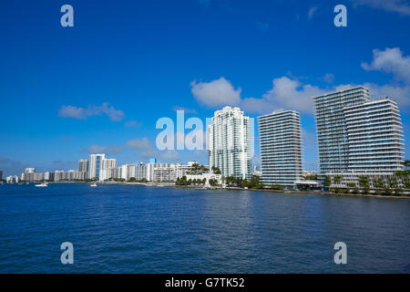 Miami Beach from MacArthur Causeway in Florida USA Stock Photo