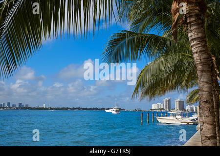 Miami Beach from MacArthur Causeway in Florida USA Stock Photo