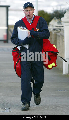 A Postman and his Dog - Tynemouth Stock Photo