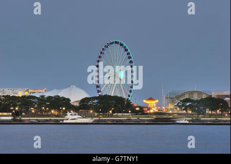 In honor of its 100th birthday, Chicago's Navy Pier obtained a new Ferris wheel in 2016, named Centennial Wheel. Chicago, Illinois, USA. Stock Photo