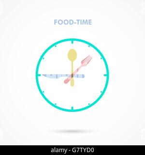 Food Time,Lunch Time icon.Eating time concept.Fork,knife and spoon sign.Business,food and drink concept. Vector illustration. Stock Vector