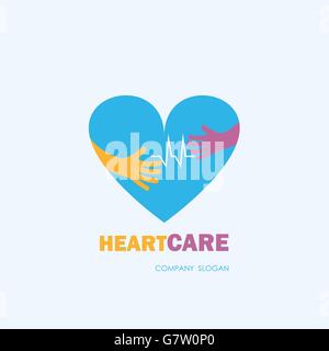 Healthcare & Medical symbol with heart shape.Heart Care logo,vector logo template.Vector illustration Stock Vector