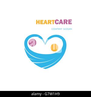 Heart shape and human hand symbol with Electrocardiogram signal.Heart Care logo.Healthcare & Medical concept.Vector illustration Stock Vector