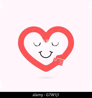 Smile heart shape and handshake symbol.Heart Care logo.Healthcare & Medical concept.Vector illustration Stock Vector