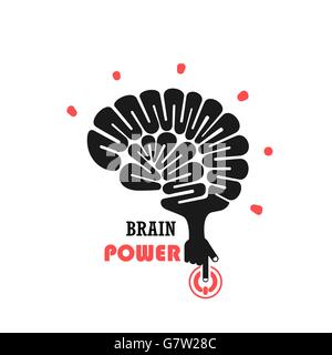 Turn on Creative Light Bulb concept.Brain Logo design vector template.Think Idea concept.Brainstorm Power Thinking Brain icon. Stock Vector
