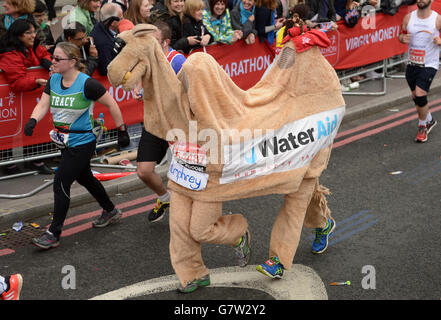 Athletics - Virgin Money London Marathon 2015. Marathon Runners in fancy dress during the 2015 Virgin Money London Marathon. Stock Photo