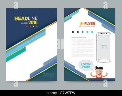 Cover template design for business annual report flyer brochure leaflet presentation and printing press. Vector illustration. La Stock Vector