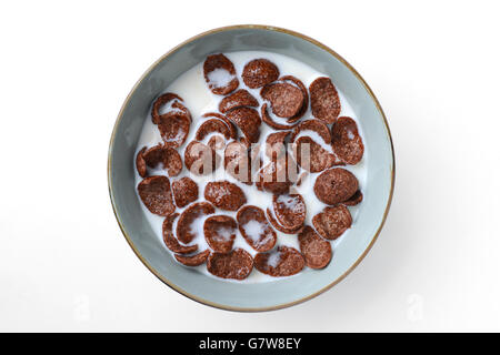 chocolate cereal with milk for breakfast Stock Photo