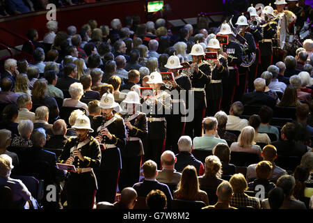 The Band of Her Majesty's Royal Marines performing at London's Royal Albert Hall during Classic FM Live, staged by the UK's number one classical music station. Stock Photo