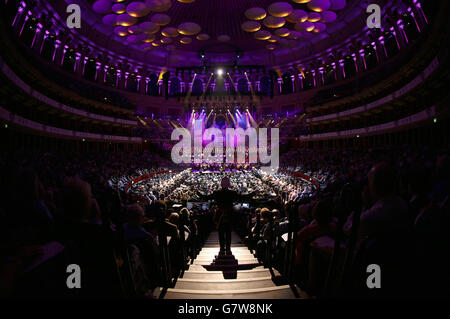 The Band of Her Majesty's Royal Marines performing at London's Royal Albert Hall during Classic FM Live, staged by the UK's number one classical music station. Stock Photo