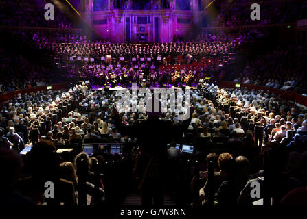 The Band of Her Majesty's Royal Marines performing at London's Royal Albert Hall during Classic FM Live, staged by the UK's number one classical music station. Stock Photo