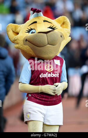 Aston Villa mascot Bella the Lion during the Barclays Premier League match at Villa Park, Birmingham. Stock Photo